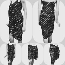 Polka Dot Sarong Cover Up Wrap Black With White Spots One Size 174cm x 100cm