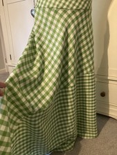 Joe Browns Green Gingham Check Skirt size 14 Bias Cut Length 35” VGC