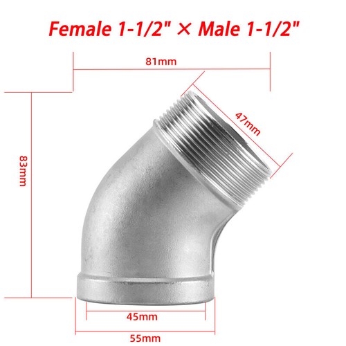 Male female elbow 45 - x,