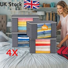 4x Clothes Storage Bags With Zips Bedroom Large Collapsible Storage Box Bedding