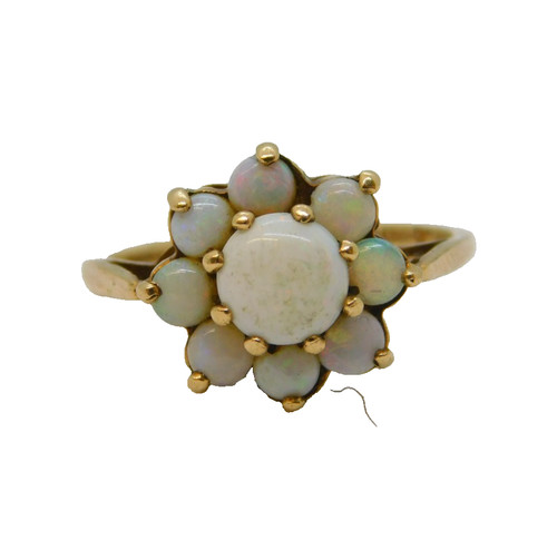 9ct yellow gold - white, opal