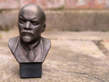 Vtg USSR Russian Figurine LENIN STATUE BUST Bronze OG Politician Signed TEVOSYAN