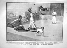 Original Old Antique Print 1908 English Girls Tabriz Game Alfonso Manuel Deane