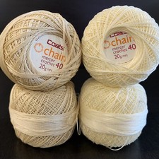 Vintage Unused COATES MERCER CROCHET COTTON - 2 x Ecru  2 x Cream 40. 20g Ea EUC