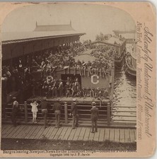 Troops on Barges leave Newport News for Puerto Rico Underwood Stereoview 1898