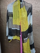 Yellow Black Chiffon Scarf * (1125/249)