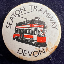 SEATON TRAMWAY DEVON SOUVENIR BUTTON PIN BADGE - RUSTED