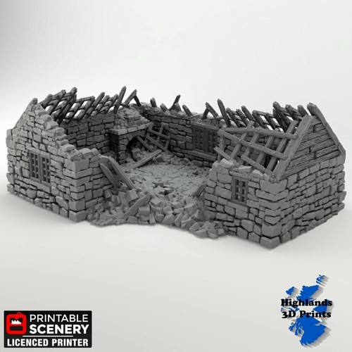 Ruined highland barn - barn, scatter