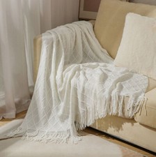 70*240CM Soft Woven Cotton Throw Sofa Chair Bed Blanket With Tasseled Edging Hot