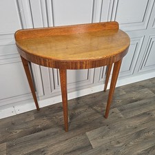 Retro Vintage Art Deco Oak Console Table – Half Moon Hall Demi Lune Mid Century
