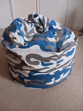 Kids Blue Camouflage Beanbag chair VGC