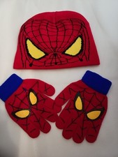 Boys Spiderman Hat And Gloves One Size