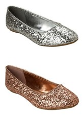 WOMENS GLITTER SLIP ON  PUMPS