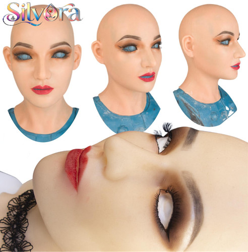 Realistic silicone female face - silicone,