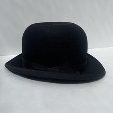 Vintage Black Felt Bowler Hat GA Dunn & Co 120 678 British Manufacture 55.5cm