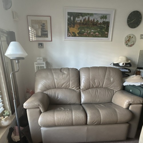 Plan brown leather seater - g,