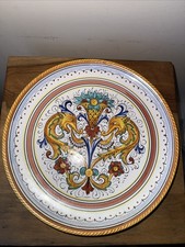 Deruta Hand Painted Italian Ceramic Wall Plate Dragon Design 12”