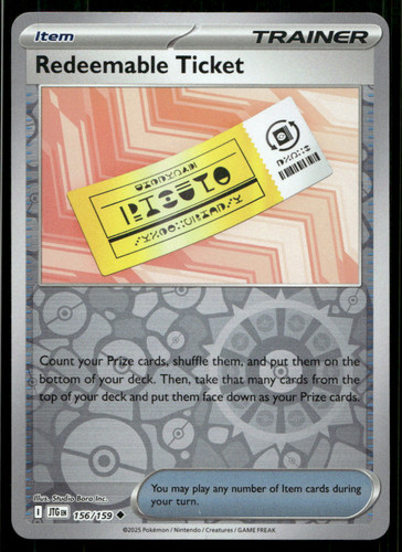 Redeemable ticket 156 159 - redeemable, 156/159