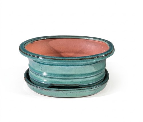 Blue green ceramic - ceramic, bonsai