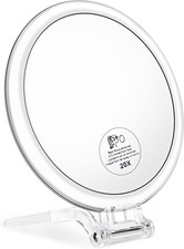 Magnifying Handheld Mirror Double Sided, 1X 20X Magnification Hand Mirror,