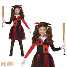 Girls Harley Quinn Costume Joker 2024 Halloween Movie Fancy Dress Kids Costume 
