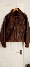 Very Heavy Vintage Leather Bomber Jacket Mens Size L
