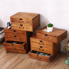 Chic Wooden Drawer Office Desktop Boxes Cosmetics Toy Storage Case