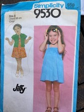Vintage Simplicity Sewing Pattern 9530 Child's Jiffy Sundress & Bolero Age 3