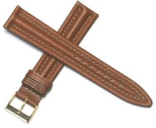 18MM BROWN WATERPROOF LEATHER RIBBED WATCH STRAP MADE IN FRANCE ZRC HIGH QUALITY