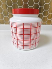 Clp Vintage Red And White Storage Jar Biscuit Flour Barrel