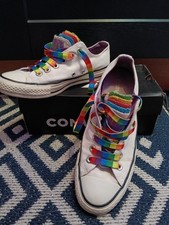 Converse All Star Chuck Taylor Unisex with  Rainbow Coloured  Tongues. Uk6/39.
