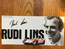 RUDI LINS 8X4 PORSCHE MUSEUM SIGNED DRIVERS CARD