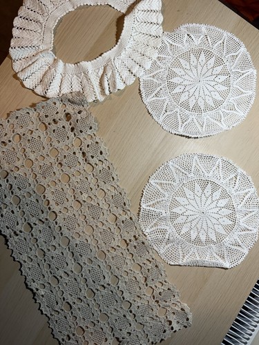 Vtg cotton crochet - cotton, table