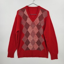 Vintage Farah Diamond Pattern Jumper Size 21" Pit To Pit 80s Casuals Golf