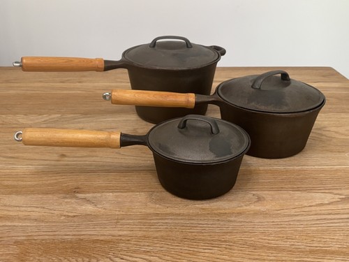 Vintage cast iron sauce pots - cast,