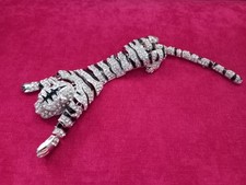 Large Statement Art Deco Vintage Style Emerald Tiger Wild Cat Shoulder Brooch