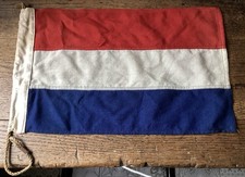 VINTAGE WWII ERA KONINKLIJKE MARINE DUTCH NAVY MARITIME FLAG WITH ROPE & TOGGLE