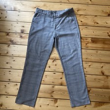 ZARA - Lightweight Plaid Trousers  - Grey/light Blue -  Size M / UK 10-12