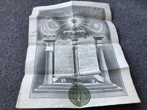 Masonic certificate 1937 - masonic, certificate,