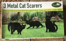 3x Black Metal Scare Cats Pest Control Scarer Repeller Cat Deterrant Black Cat