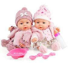 10" Twin Baby Girl Dolls Pink Clothes Feeding Set & Magic Bottle Toy BiBi Doll