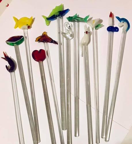 Assorted glass swizzle - 10,