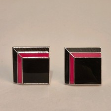 Cufflinks Black & Pink Enamel
