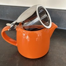 ? ?Vibrant Orange Ceramic Stump Teapot 18oz/530ml & Stainless Steel Infuser BN