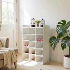 15-Cube Storage Shelf Storage Bin Wooden Cube Storage Organizer Narrow Bookshelf