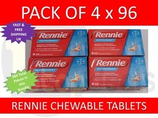 4 x 96 Rennie Peppermint Antacid 384 Chewable Tablets Heartburn Indigestion