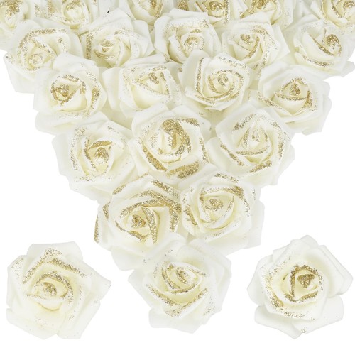 Gold glitter ivory roses - ivory,