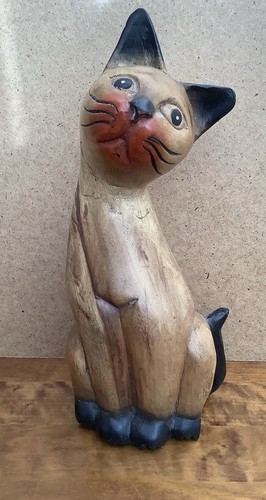 Hand carved wooden cat - wooden,