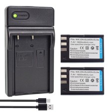 2x ENEL9A Battery 7.4v 1600mAh +Charger for Nikon D60 D40 D40X D5000 D3000 MH-23