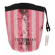 Victoria Secret Pink Sequin Bucket Drawstring Storage Bag